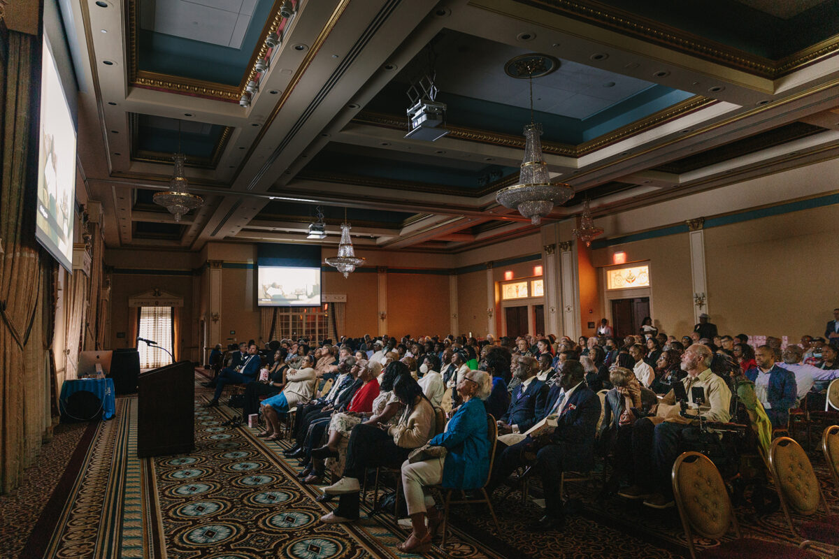 Around 250 attendees at the documentary premiere on May 19 watched the film on multiple screens at the Crystal Ballroom at the Lerner Theatre in Elkhart. (Credit: Brittany Purlee)