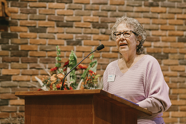 Paula Killough, MDiv speaking at the AMBS Campaign celebration in October 2024.