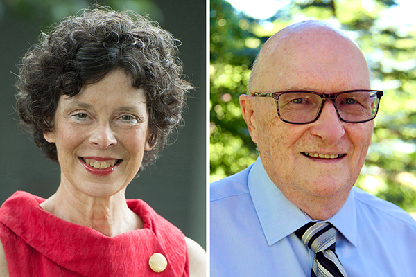 Recipients of AMBS’s 2025 Alumni Ministry and Service Recognition (l. to r.): Michele Hershberger and Robert J. Suderman. (Credits: Larry Bartel/Rebecca Seiling)