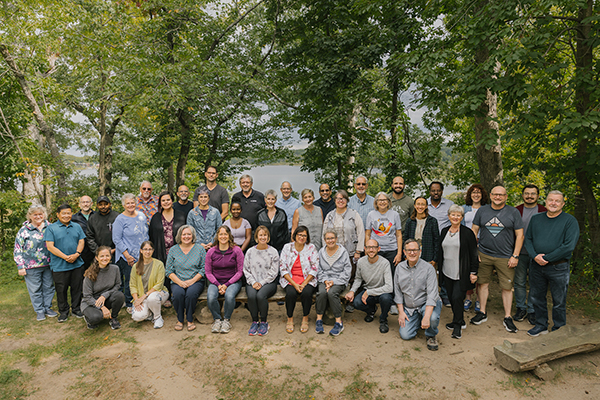 Participants, mentors and leaders in AMBS’s Journey Missional Leadership Development Program gathered  for a Weekend Learning Event at Amigo Centre in Sturgis, Michigan, in September 2025. (Credit: Brittany Purlee/AMBS)
