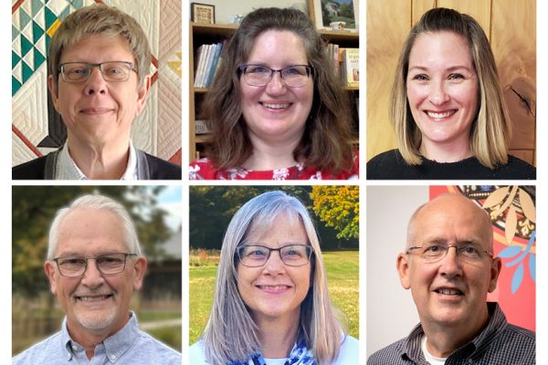 (l. to r.): (top) Terry Stefaniuk, Rachel Siemens, Mandy Yoder; (bottom) Garry Janzen, Myrna Miller Dyck, John Daniels